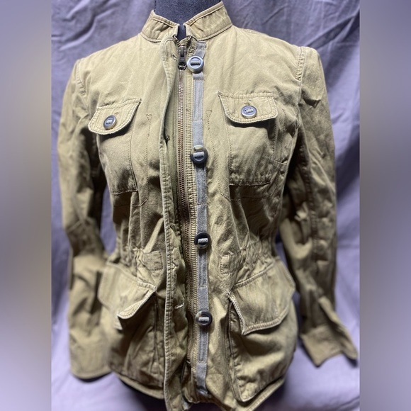 LOFT Army Green Utility Military Cargo Jacket Women’s Size M GORPCORE - Picture 2 of 9